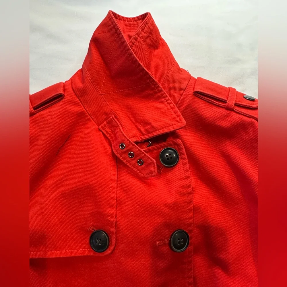 Gap Jacket Womens Medium Red Orange Cotton Double Breasted Button Peacoat EUC - Picture 5 of 8